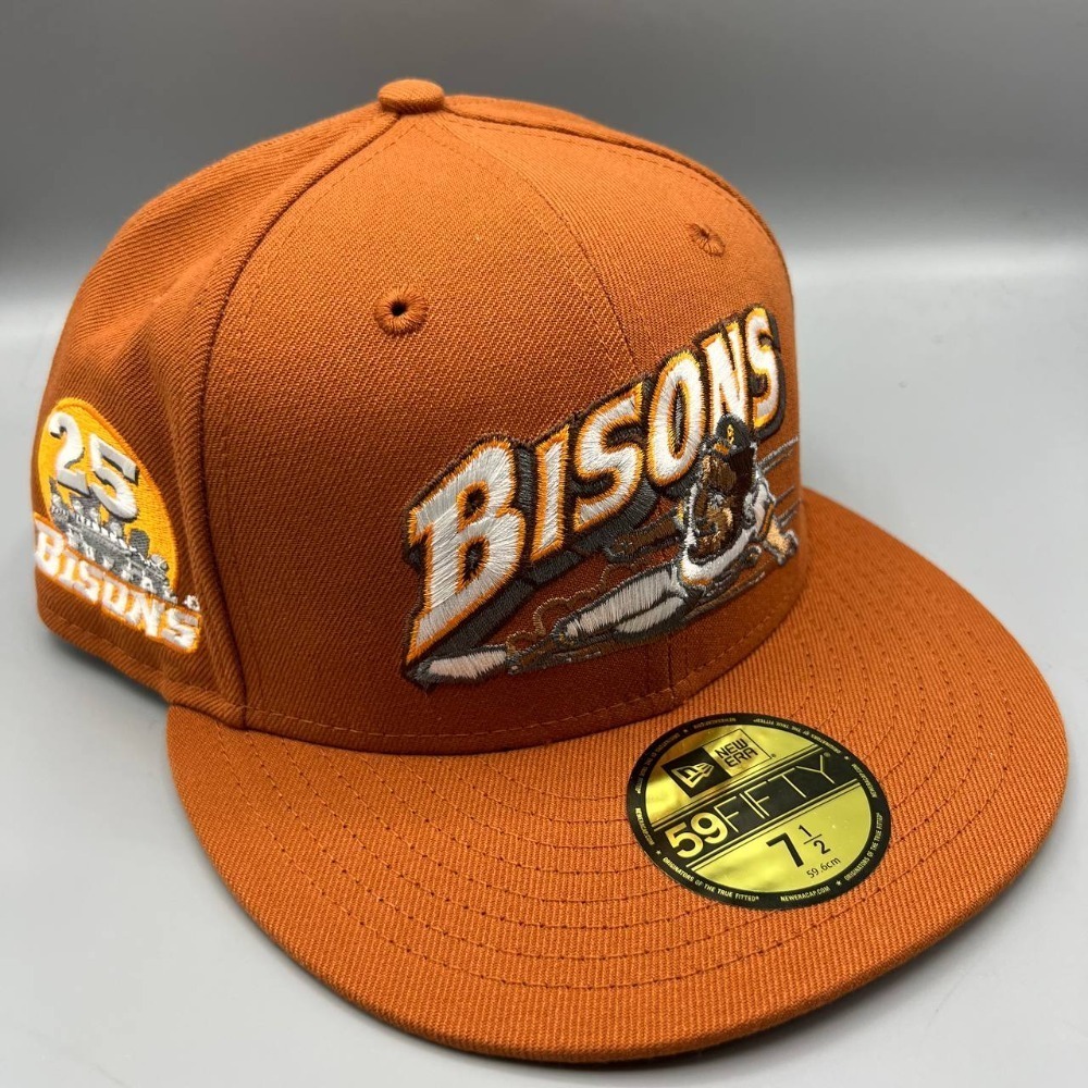Buffalo Bisons Hat Men 7 1/2 Orange 59Fifty New Era‎ MiLB Fitted Cap